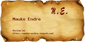 Mauks Endre névjegykártya